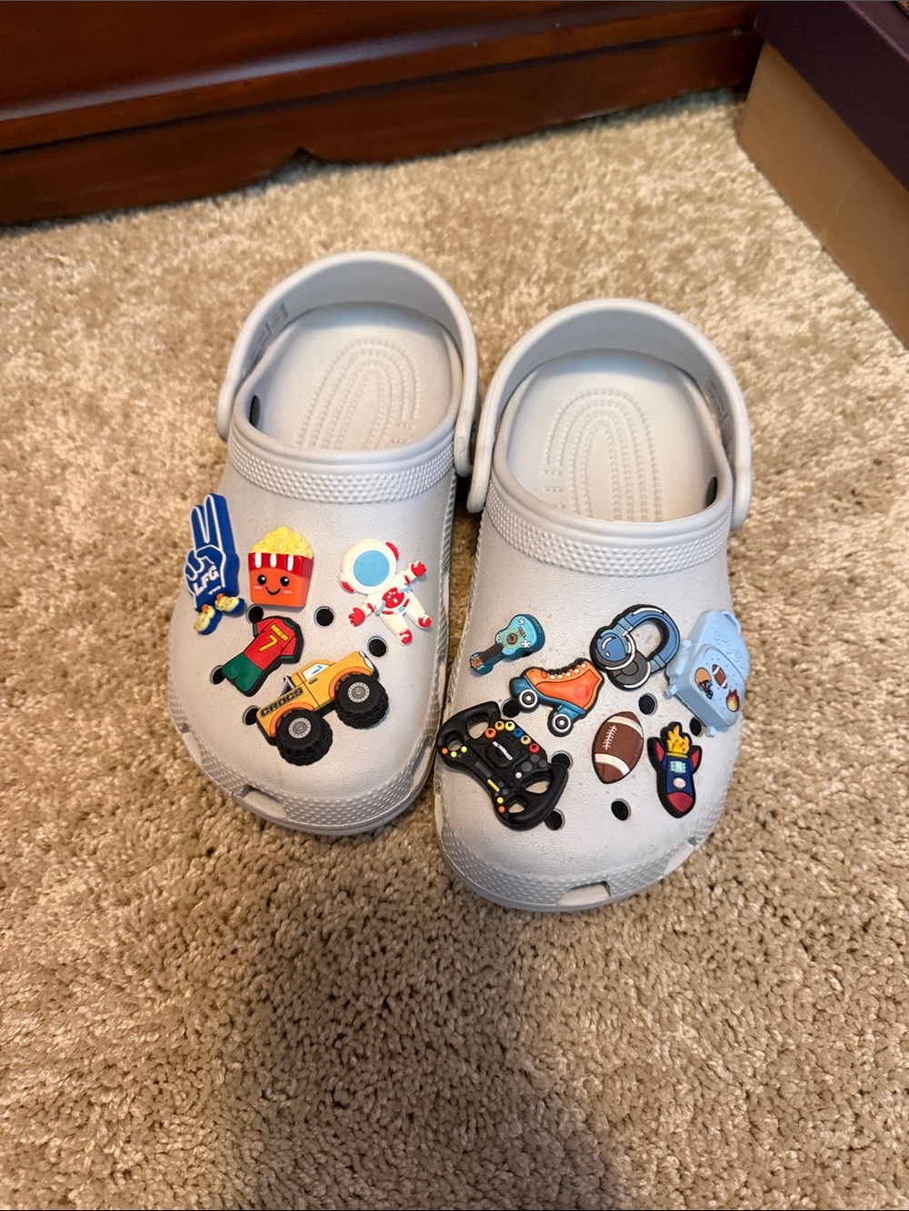 CROCS Kids White Clog Shoes with Colorful Jibbitz Charms